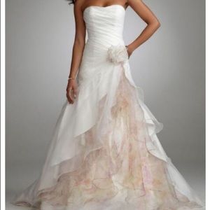 David’s Bridal Flower Detail Organza Wedding Dress